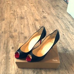 Christian Louboutin Black Leather Pumps Red Sole
